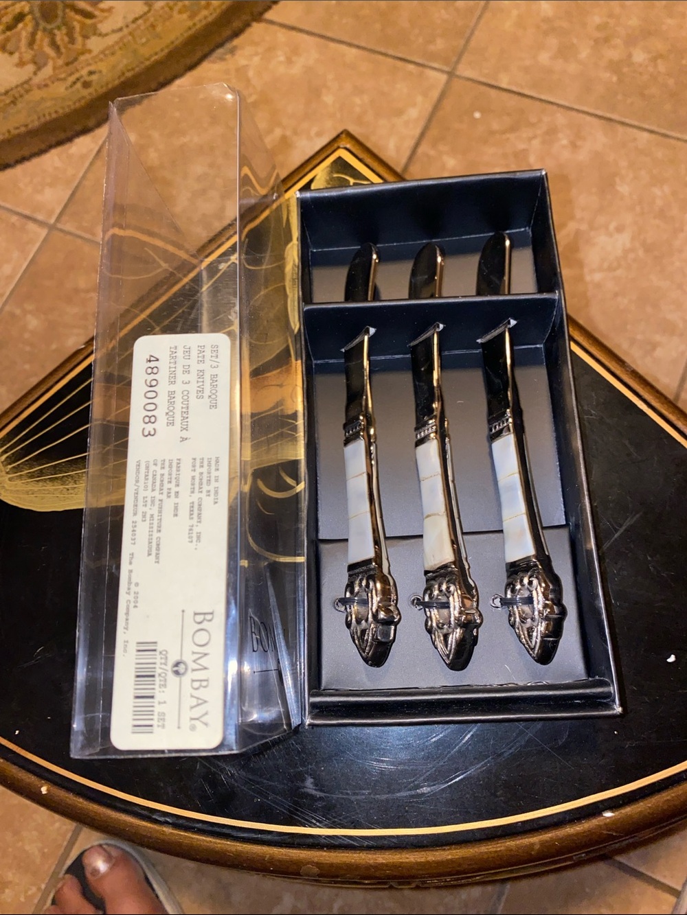 Bombay Silver-Tone Appetizer Forks with White Mother-of-Pearl Handles (3-Piece)